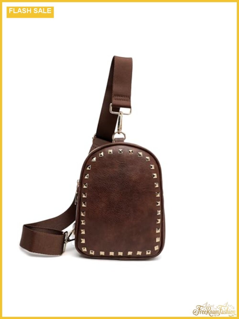 Vegan Leather Sling Bag Crossbody Fanny Pack Gold Stud Western Women
